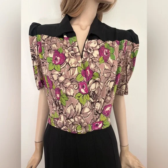 Romantic Classic 1940s Vintage Sexy VOLUP Large Cocktail Dress - Picture 4 of 13